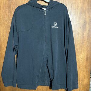 Linksoul John Ashworth & Co XXL Black Full Zip Hoodie Lightweight Turtle Bay